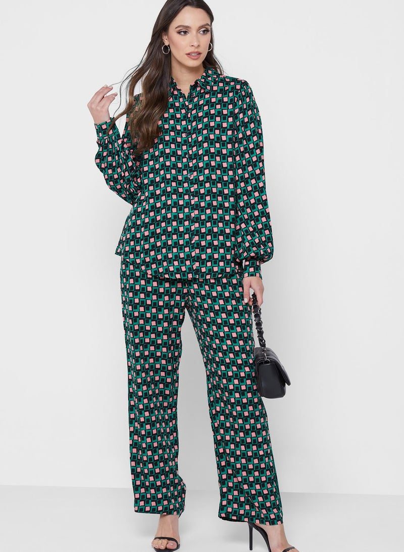 Louche Drawstring Detail Printed Pants - Image 1