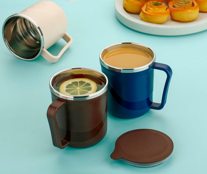 OLMARTT KITCHENWARE Insulated Stainless Steel Coffee Mug with Lid 300ml | Double Wall Thermal Tea & Milk Mug | Leakproof Travel Cup for Home, Office & Kitchen (1 Pc) (Navy Blue) - Image 2