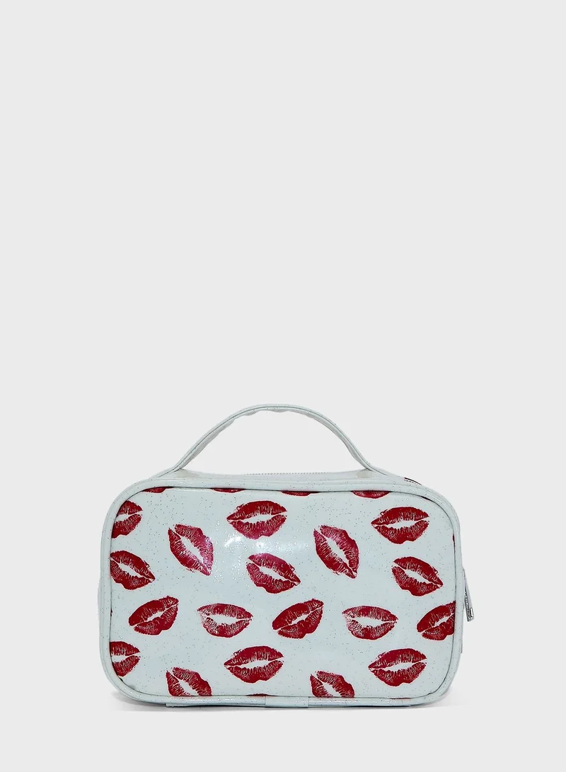 Ginger Red Lip Waterproof Cosmetic Bags