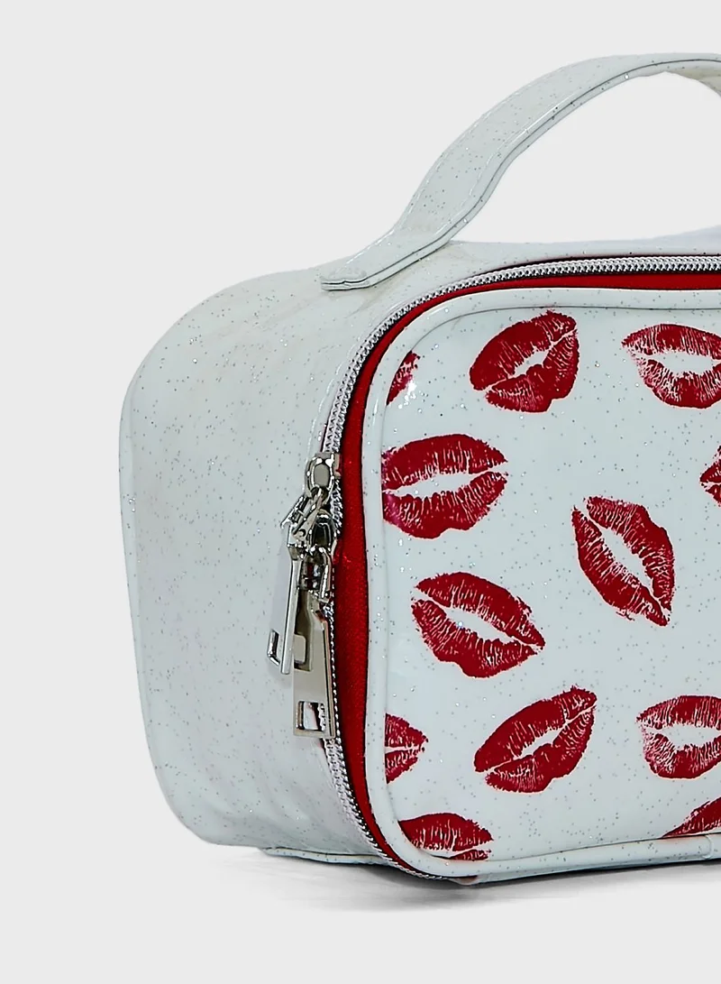Ginger Red Lip Waterproof Cosmetic Bags