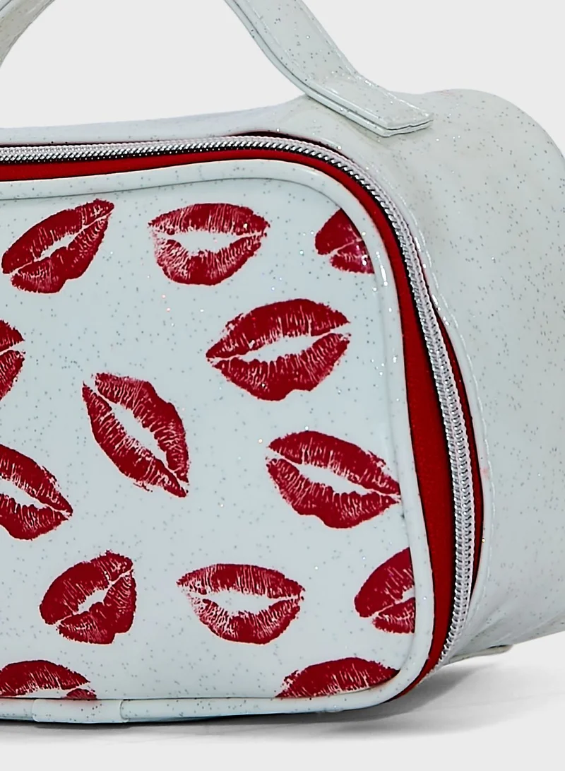 Ginger Red Lip Waterproof Cosmetic Bags