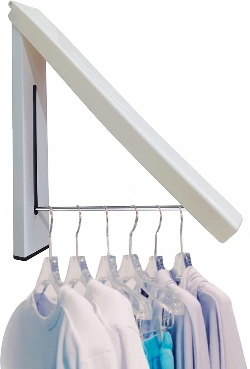 Zipron Wall Mountable Hidden Type Metal Space Savers Folding Clothes Rack HangerDrying Rack for Bedroom Bathroom Balcony White Color 1 Pieces - Image 1