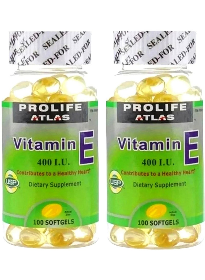 ATLAS [2 pieces] Proliv Atlas Vitamin E 400 IU × 100 soft capsules per piece. - Image 1