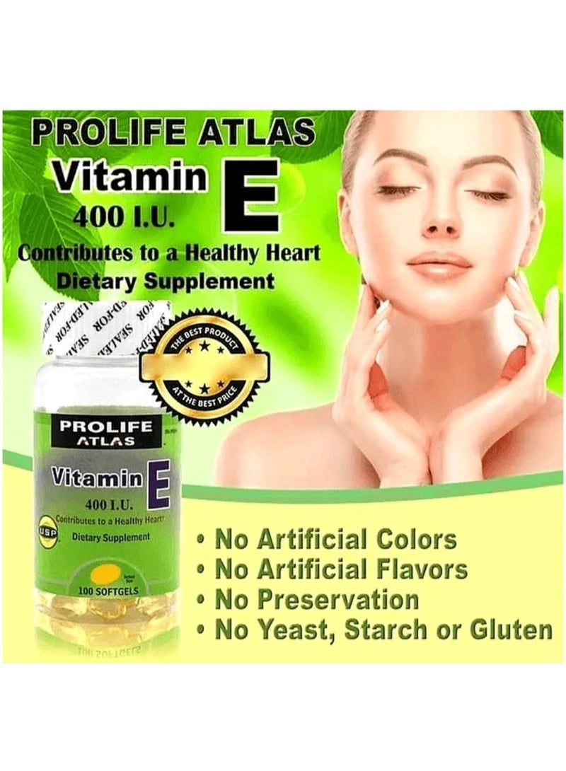 ATLAS [2 pieces] Proliv Atlas Vitamin E 400 IU × 100 soft capsules per piece. - Image 2