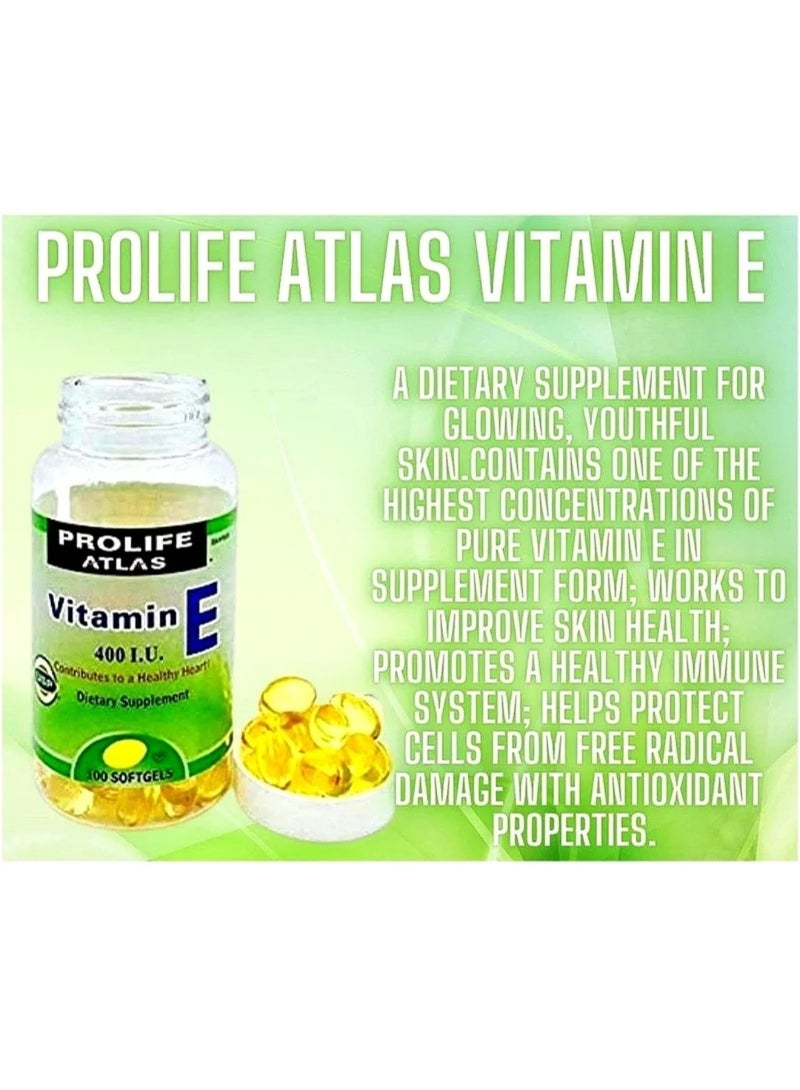 ATLAS [2 pieces] Proliv Atlas Vitamin E 400 IU × 100 soft capsules per piece. - Image 3