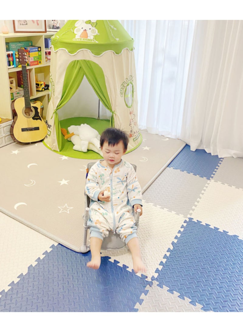 GoldenLike  سجادة أرضية من الفوم، 60×60 سم، سجادة من الفوم مع حواف متشابكة، سجادة لعب للأطفال، سجادة صالة ألعاب رياضية، سجادات أرضية للأطفال، سجادة زحف، سجادة مضادة للانزلاق، بطانة إسفنجية واقية للمنزل، صالة الألعاب الرياضية، قطعتان باللون الأبيض وقطعتان باللون الأزرق - Image 3