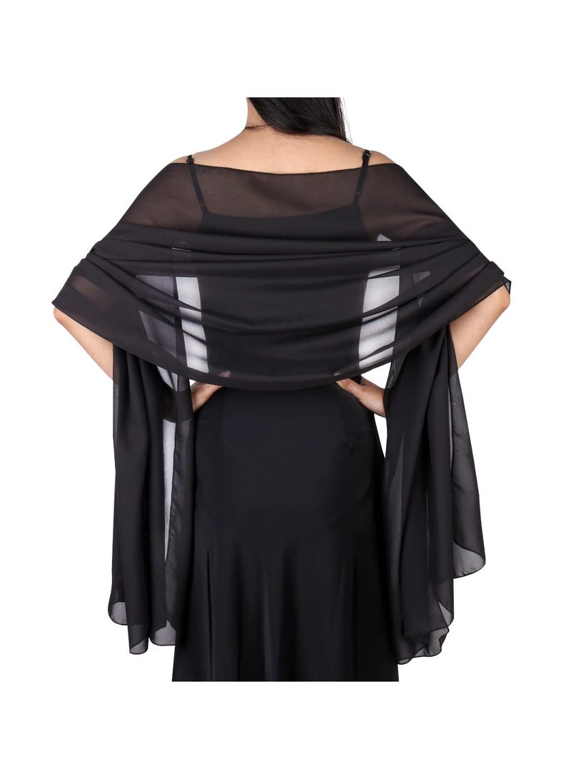 SOLARAE Ladiery Women Chiffon Shawls and Wraps for Evening Dresses, Elegant Soft Sheer Chiffon Stole Bride Wedding Scarf, Lightweight for Women Evening Dresses Wedding Bridesmaid or Formal Occasions - Image 1