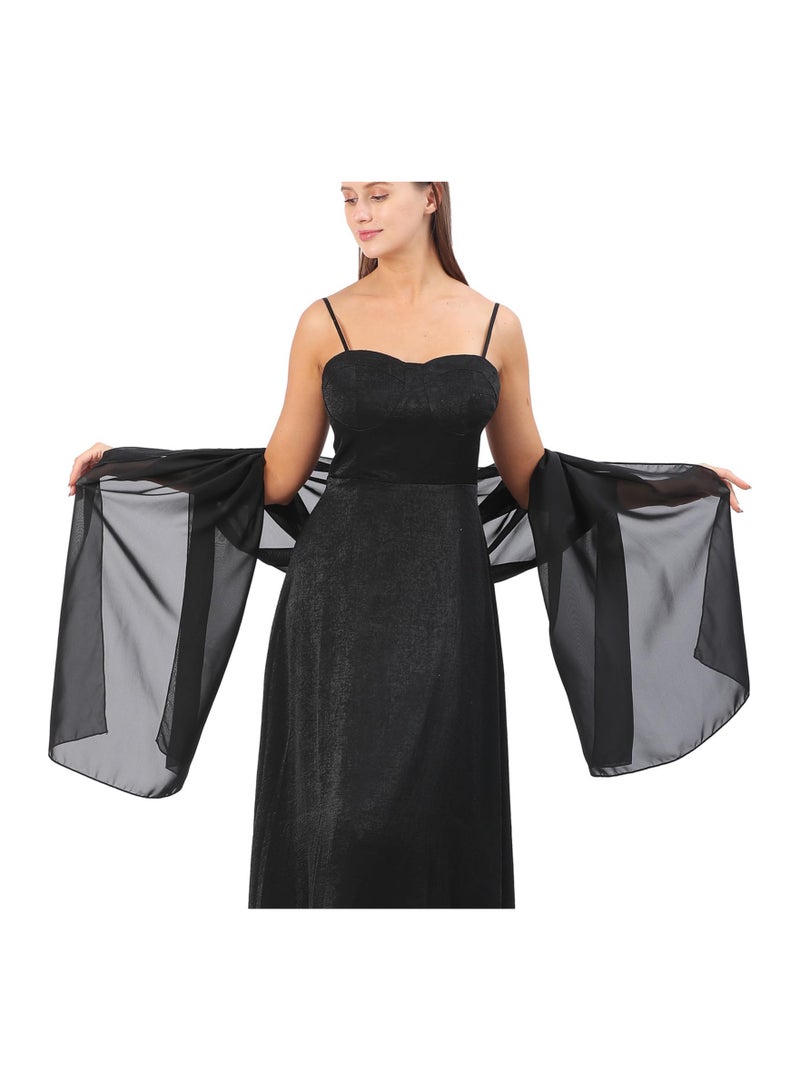 SOLARAE Ladiery Women Chiffon Shawls and Wraps for Evening Dresses, Elegant Soft Sheer Chiffon Stole Bride Wedding Scarf, Lightweight for Women Evening Dresses Wedding Bridesmaid or Formal Occasions - Image 2