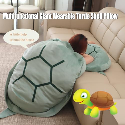 PTAEXCEL Wearable Turtle Shell Pillow, 51in/130cm Giant Wearable Tortoise Shell Plush Removable Oversized Turtle Stuffed Animal Dress Up Cushion Costume for Adults. - Image 2
