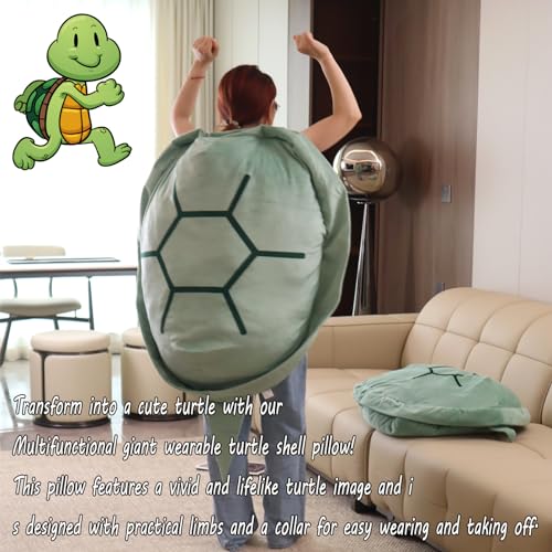 PTAEXCEL Wearable Turtle Shell Pillow, 51in/130cm Giant Wearable Tortoise Shell Plush Removable Oversized Turtle Stuffed Animal Dress Up Cushion Costume for Adults. - Image 3