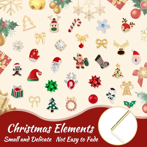 Gushu 30 Pairs Christmas Earrings for Women, Xmas Gifts Holiday Cute Stud Earrings Hypoallergenic Christmas Tree Snowflake Bow Snowman Stocking Santa Claus Elk Stud Festive Party Jewelry Gifts - Image 5