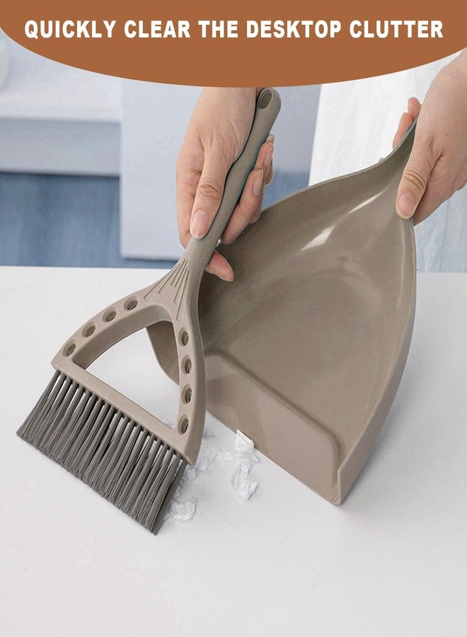 BSMstone Mini Broom and Dustpan Set Small Dust pan and Brush Set Perfect for Desk Office Camping Dorm RV Essentials (Khaki) - Image 2