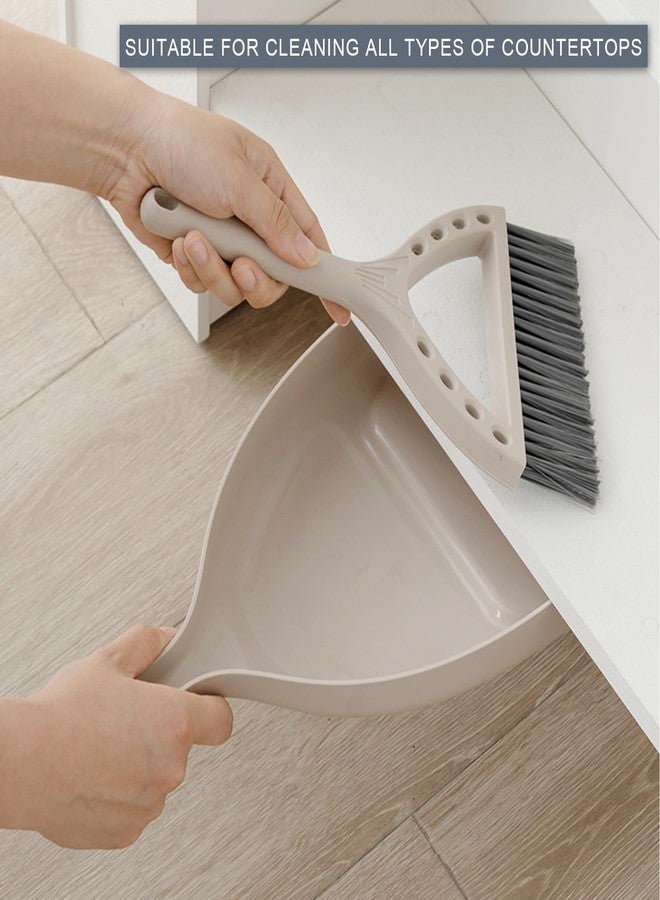 BSMstone Mini Broom and Dustpan Set Small Dust pan and Brush Set Perfect for Desk Office Camping Dorm RV Essentials (Khaki) - Image 3