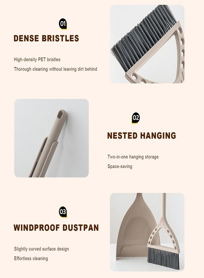 BSMstone Mini Broom and Dustpan Set Small Dust pan and Brush Set Perfect for Desk Office Camping Dorm RV Essentials (Khaki) - Image 5