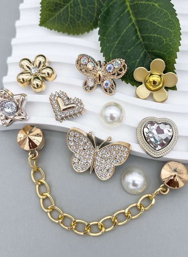 Acwenie 24pcs Plastic Bling Shoe Charms Set –Pearl, Butterfly, Flower & Chain Decorations for Clogs & Sandals – Cute Accessories for Women & Girls Gift, 3.34 X 4.4 X 0.68 Inches, Plastic Rhinestone - Image 5
