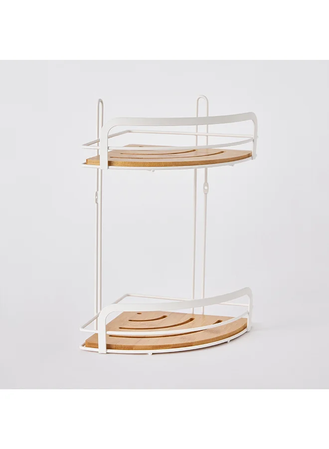Home Box Eco 2-Tier Bamboo Corner Rack 21 x 34 x 21 cm