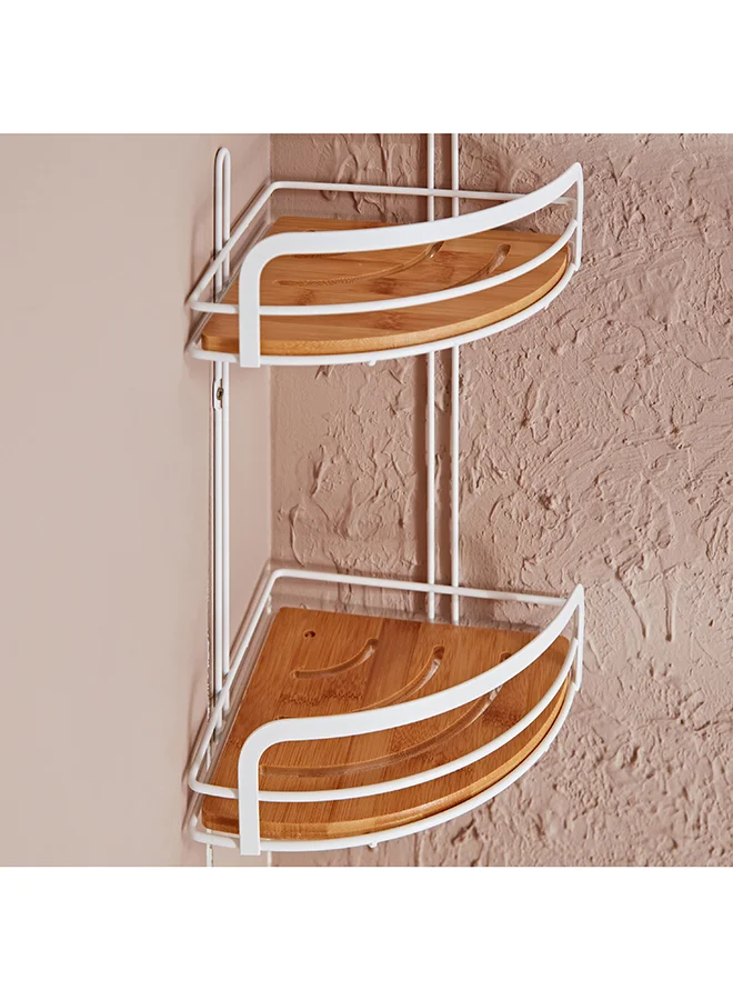 Home Box Eco 2-Tier Bamboo Corner Rack 21 x 34 x 21 cm
