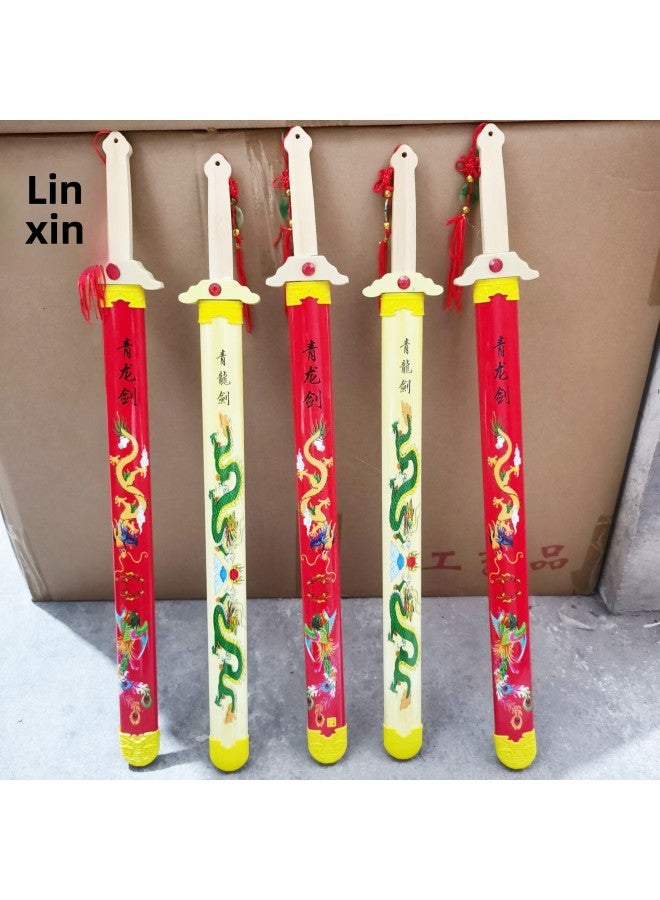 Scenic Spots Sell Printed Dragon Wooden Samurai Sword Stall Temple Fair Supply Ninja Samurai Sword Yiwu Wholesale-Color:Green Dragon Sword