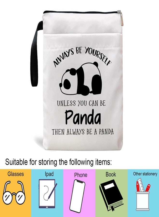 Maydvdv Inspirational Quote Book Sleeve, Book Covers with Zipper, Panda Book Lovers, Book Pouch Kindle Protector, Gifts for Women Teacher Librarian Bookworm Bookish-Always Be Yourself Unless You Can Be Panda - Image 3