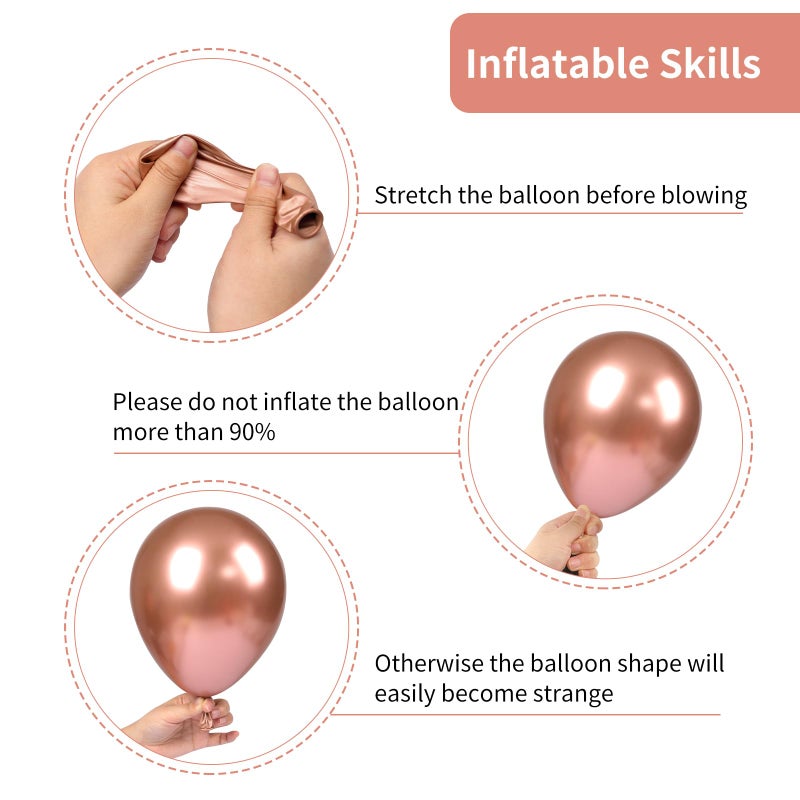 RUBFAC 129pcs Rose Gold Balloons Different Sizes 18 12 10 5 Inches, Latex Balloon Garland Arch Kit for Birthday Party Valentine's Day Baby Shower Graduation Wedding Holiday Decoration - Image 3