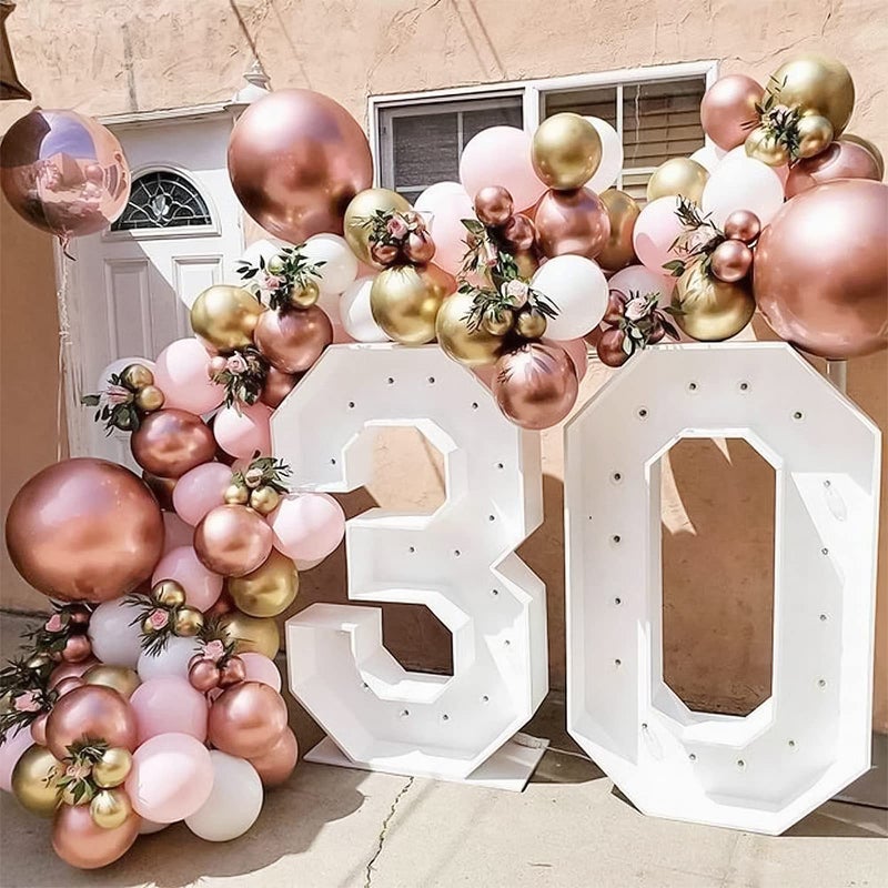 RUBFAC 129pcs Rose Gold Balloons Different Sizes 18 12 10 5 Inches, Latex Balloon Garland Arch Kit for Birthday Party Valentine's Day Baby Shower Graduation Wedding Holiday Decoration - Image 5