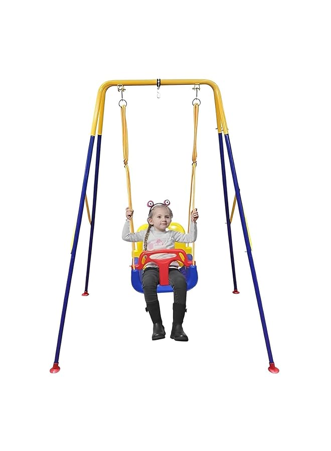 Piccasio Baby Swing Set Heavy Duty Kids Swing Seat Folding Metal Stand For Indoor & Outdoor Use Clear Instruction & Easy To Assemble (Swing With Stand) - Image 1