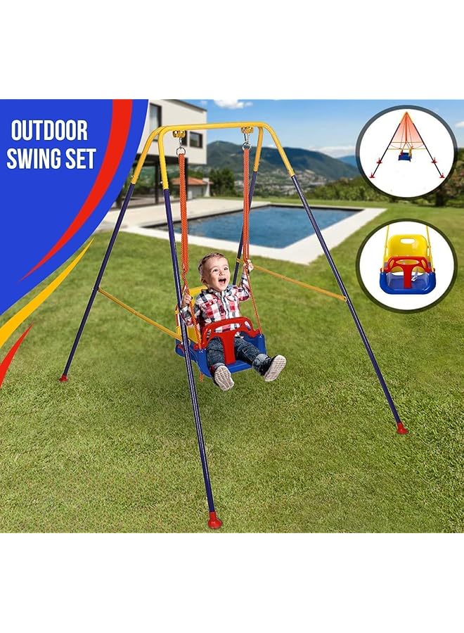 Piccasio Baby Swing Set Heavy Duty Kids Swing Seat Folding Metal Stand For Indoor & Outdoor Use Clear Instruction & Easy To Assemble (Swing With Stand) - Image 3