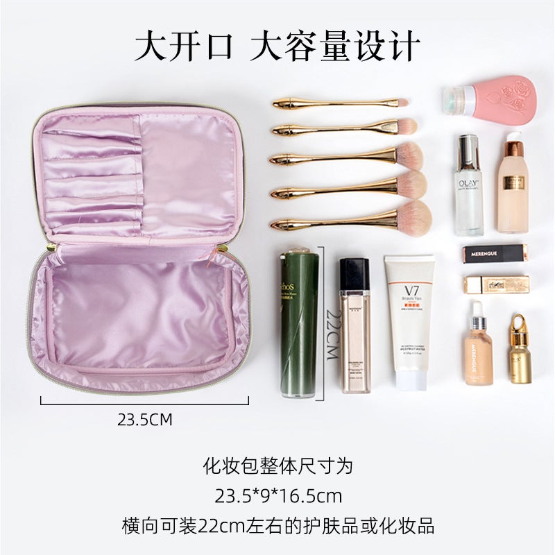 Fashion Velvet Cosmetic Bag Storage High-End Portable Travel Toiletry Bag High-Value Large-Capacity Cosmetic Bag - Image 4