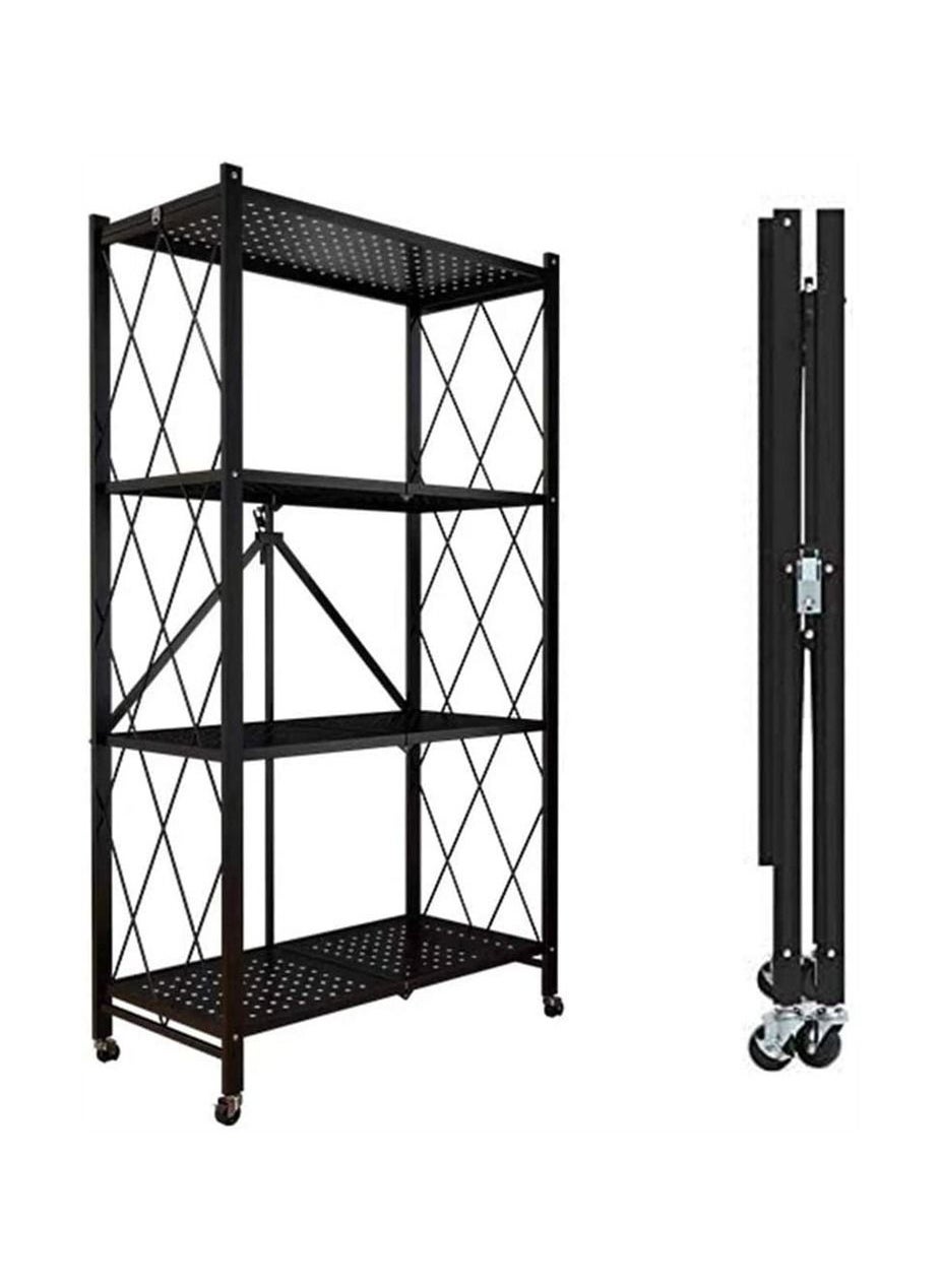 4 Tier Foldable Kitchen Storage Rack  Black 