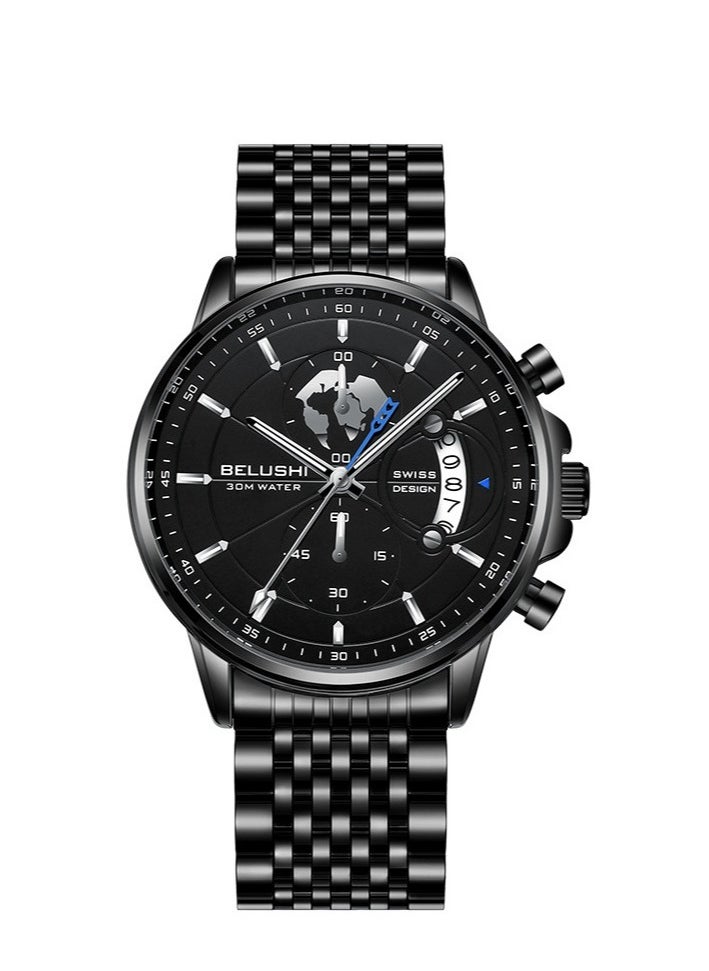 Belushi Men's Fashion Business Three-Eye Chronograph Quartz Watch 
