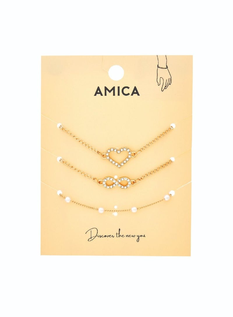 AMICA Heart, Infinity & Pearl Set of 3 Bracelets - Image 5