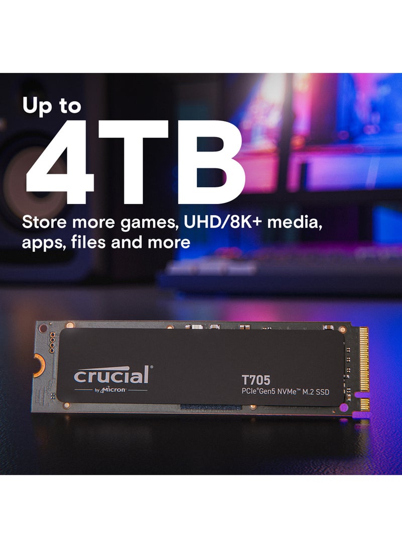 كروشيال T705 1TB PCIe Gen5 NVMe M.2 SSD - 13,600 ميجابايت/ثانية قراءة، 10,200 ميجابايت/ثانية كتابة، 600TB تحمل، 1,750K عمليات كتابة عشوائية، 1,400K عمليات قراءة عشوائية، شكل M.2 2280 | CT1000T705SSD3 - Image 4