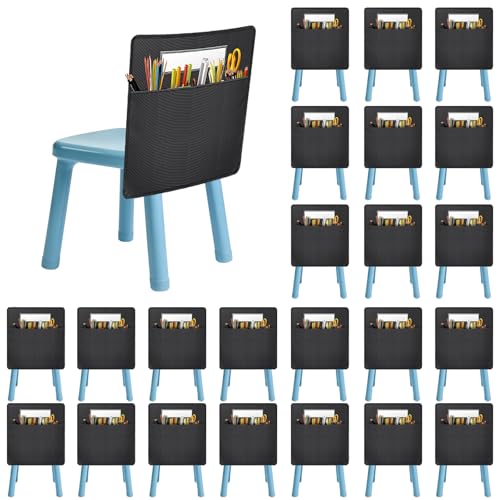 AKAIXI 24 Pack Black Classroom Chair Pockets 13x14 Inch Small Back of Chair Organizer with 24 Name Slots for Classroom Chairs Student Chair Pockets Back of Chair Organizer for Preschool K2 - Image 1