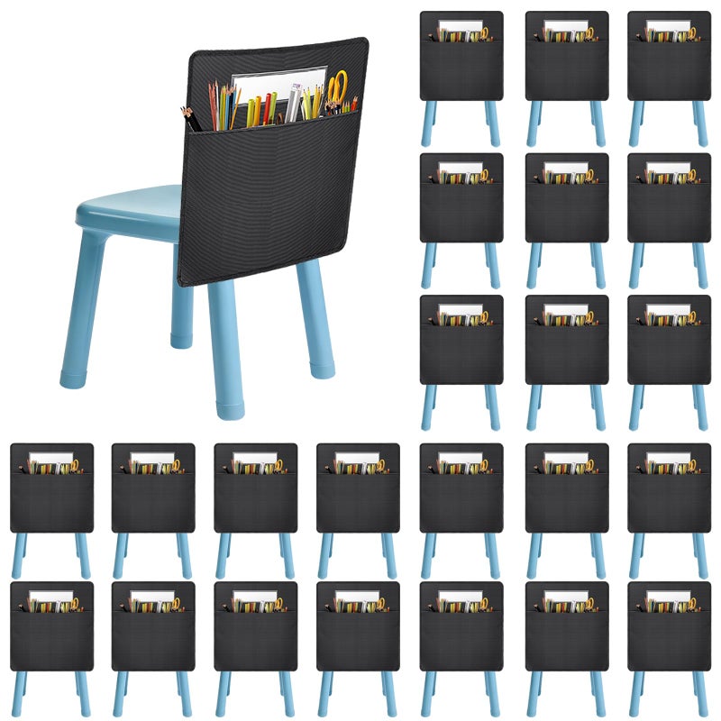 AKAIXI 24 Pack Black Classroom Chair Pockets 13x14 Inch Small Back of Chair Organizer with 24 Name Slots for Classroom Chairs Student Chair Pockets Back of Chair Organizer for Preschool K2 - Image 2