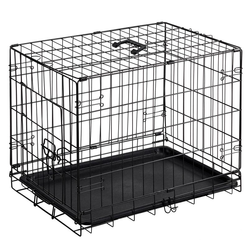 DUMOS Dog Crate, 24 Inch Small Single Door Dog Cage with Plastic Leak-Proof Pan Tray, Folding Metal Wire Pet Kennel for Indoor, Outdoor, Travel - Image 1