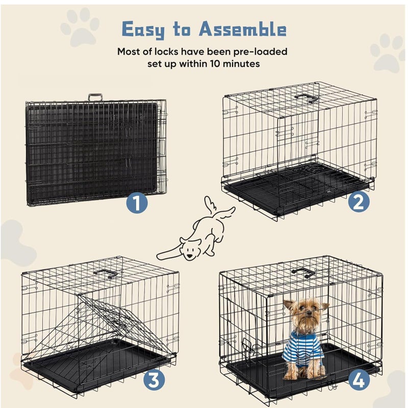 DUMOS Dog Crate, 24 Inch Small Single Door Dog Cage with Plastic Leak-Proof Pan Tray, Folding Metal Wire Pet Kennel for Indoor, Outdoor, Travel - Image 5