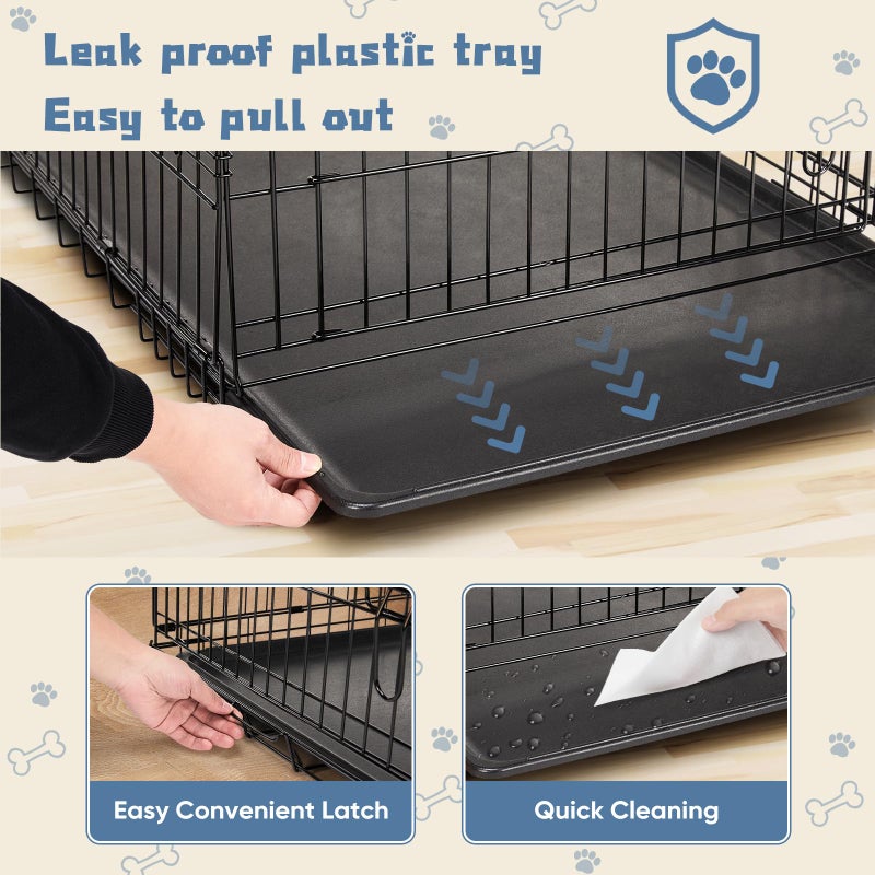 DUMOS Dog Crate, 24 Inch Small Single Door Dog Cage with Plastic Leak-Proof Pan Tray, Folding Metal Wire Pet Kennel for Indoor, Outdoor, Travel - Image 4