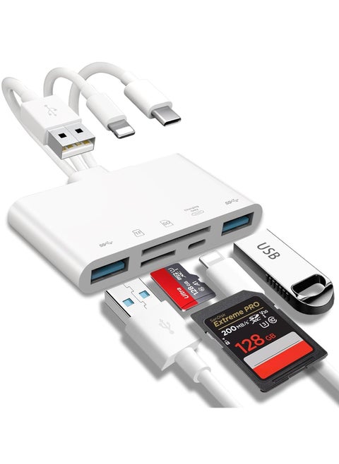 5-in-1 Memory Card Reader, USB OTG Adapter & SD Reader for iPhone/iPad, C and A Device, SD/Micro SD/SDHC/SDXC/MMC