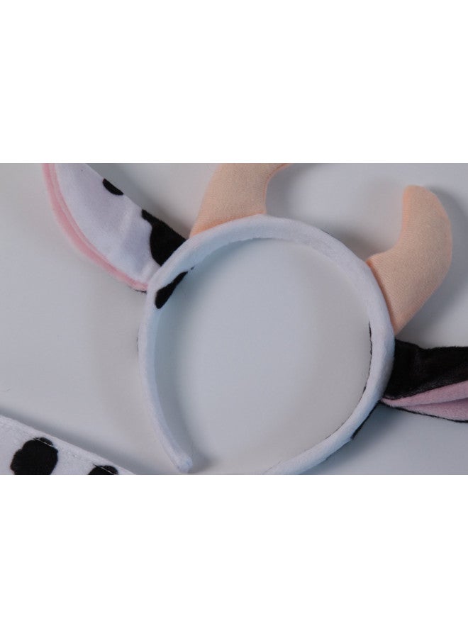 Making Believe Kids Plush Black & White Cow Headband Ears and Tail, Black, White, Size One Size - Image 2