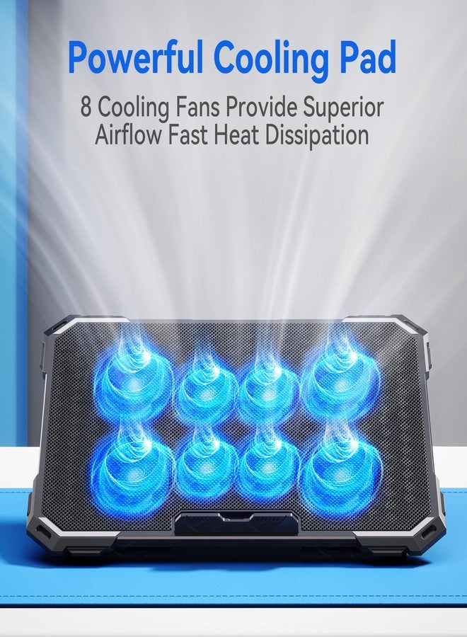 ICE COOREL Laptop Cooling Pad with 8 Cooling Fans, Cooling Pad for Laptop Fan 13-15.6 Inch, Laptop Cooler Stand with 6 Height Adjustable, Notebook Cooler Pad with Two USB Port [2025 Version] - Image 3