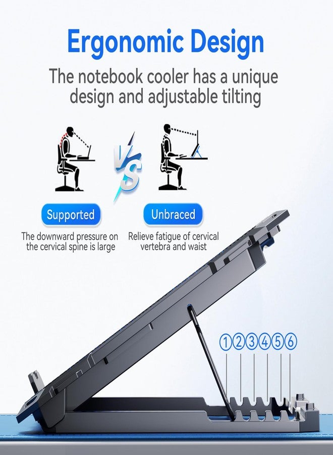 ICE COOREL Laptop Cooling Pad with 8 Cooling Fans, Cooling Pad for Laptop Fan 13-15.6 Inch, Laptop Cooler Stand with 6 Height Adjustable, Notebook Cooler Pad with Two USB Port [2025 Version] - Image 4