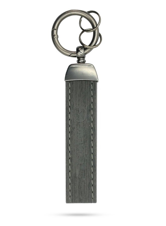 مازدا سلسلة مفاتيح سيارة مازدا، حلقة معدنية مع سلسلة مفاتيح بحزام جلدي، سلسلة مفاتيح منزلية رمادية - Image 2