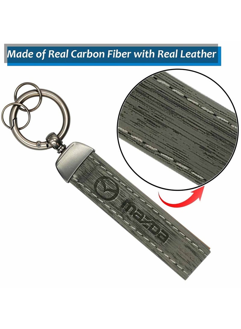 مازدا سلسلة مفاتيح سيارة مازدا، حلقة معدنية مع سلسلة مفاتيح بحزام جلدي، سلسلة مفاتيح منزلية رمادية - Image 3