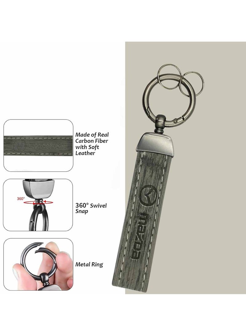 مازدا سلسلة مفاتيح سيارة مازدا، حلقة معدنية مع سلسلة مفاتيح بحزام جلدي، سلسلة مفاتيح منزلية رمادية - Image 4