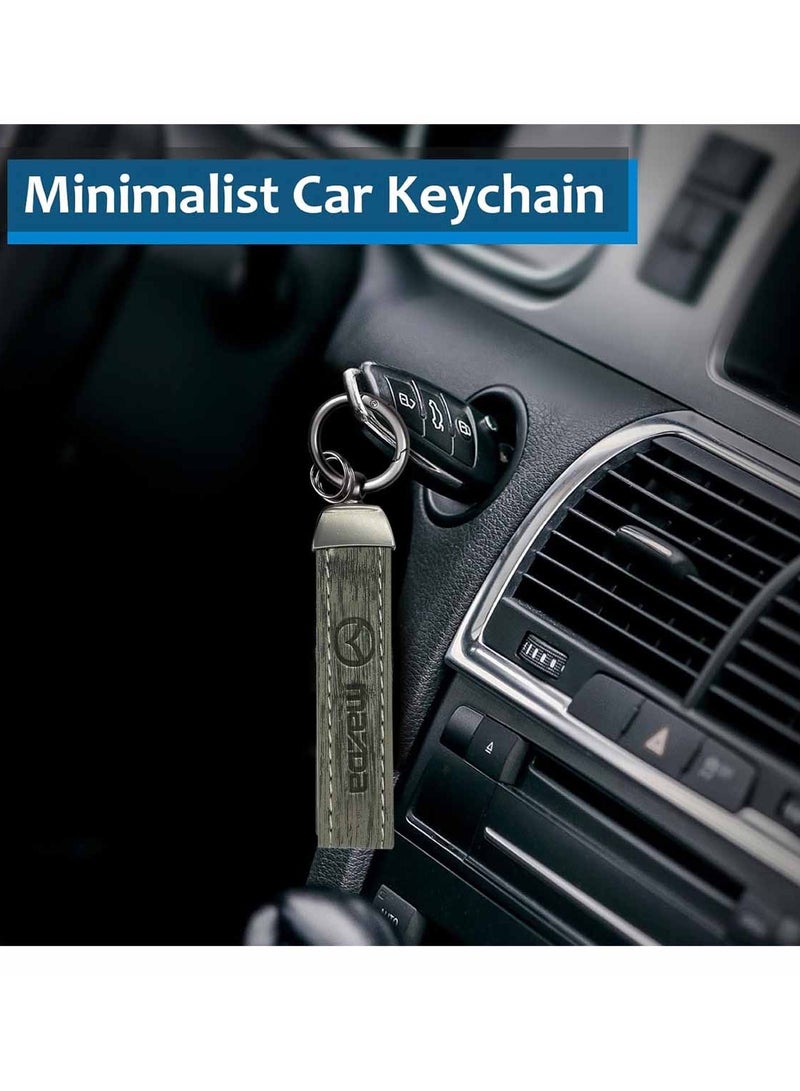 مازدا سلسلة مفاتيح سيارة مازدا، حلقة معدنية مع سلسلة مفاتيح بحزام جلدي، سلسلة مفاتيح منزلية رمادية - Image 5