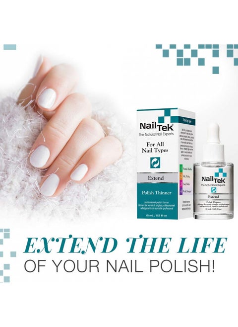 Nail Tek Extend Professional Polish Thinner For Thinning Out Clumped Up and Hardened Nail Paint, Restores Nail Polish Consistency For Longer Use, 0.5 Oz, 1 Pack