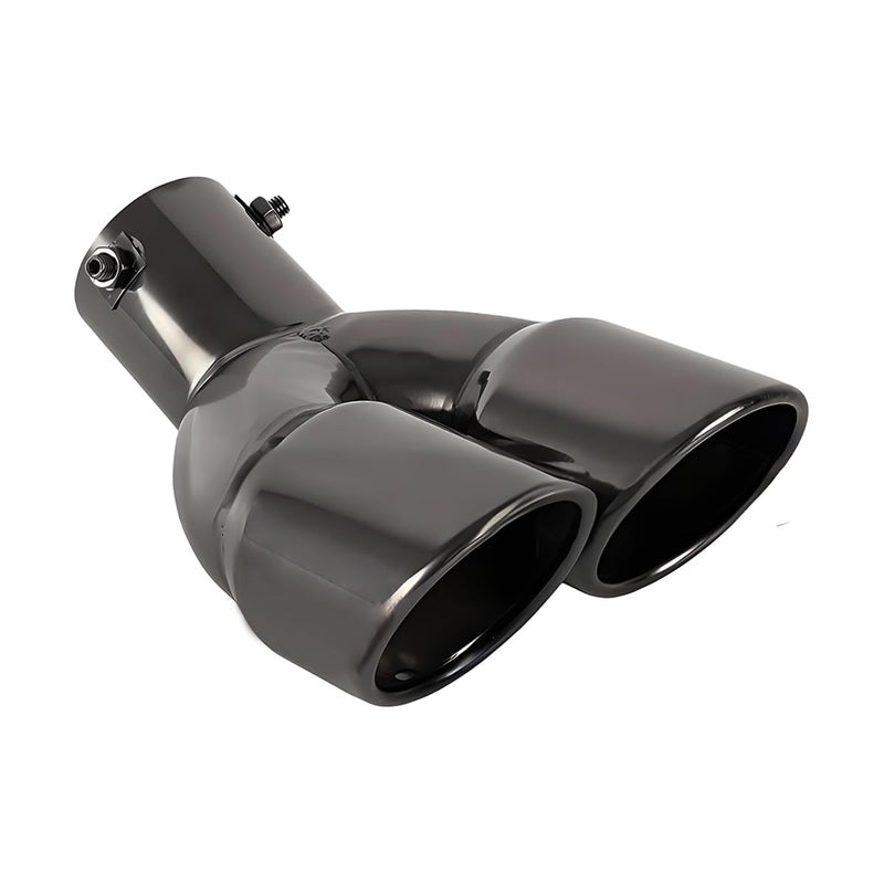 OtpOutopa Dual Exhaust Tip 25 inch Inlet Universal Car Exhaust Pipe Tail Throat Tail Pipe Stainless Steel Y Pipe Adjustable Car Thickened Muffler Slant Cut Tip CurvedBlack Paint