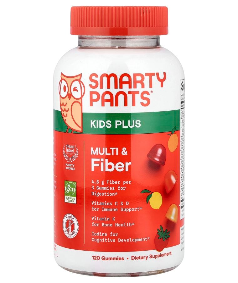 SmartyPants Kids Plus Multi & Fiber Strawberry Orange and Lemon 120 Gummies