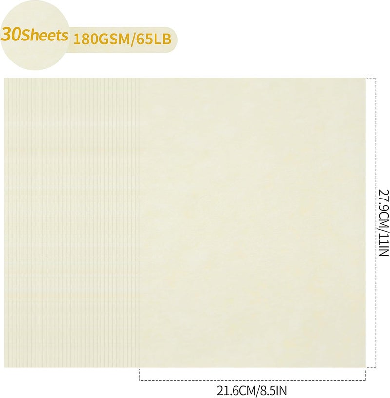 PENPRIS 30 Sheets Parchment Paper - Creamy White 8.5” x 11” Letter Size Parchment Card Stock 65lb Heavyweight Paper Thick Vintage Paper for Certificate, Crafts, Business Cards, Invitations PAP04CW - Image 2