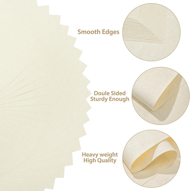 PENPRIS 30 Sheets Parchment Paper - Creamy White 8.5” x 11” Letter Size Parchment Card Stock 65lb Heavyweight Paper Thick Vintage Paper for Certificate, Crafts, Business Cards, Invitations PAP04CW - Image 3